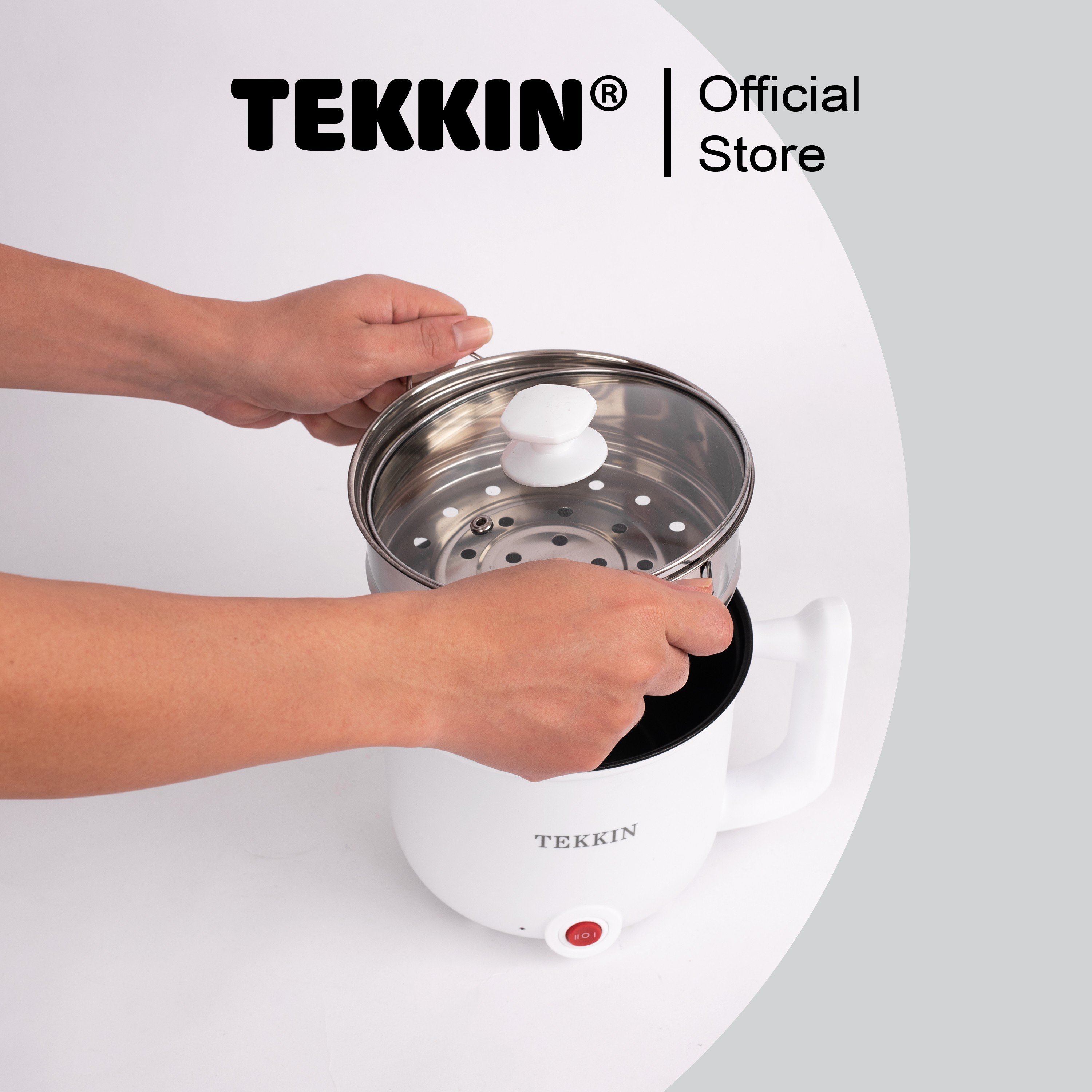 Nồi lẩu điện mini TEKKIN 1.8L 2 tầng đa năng tặng xửng hấp inox - hàng nhập khẩu