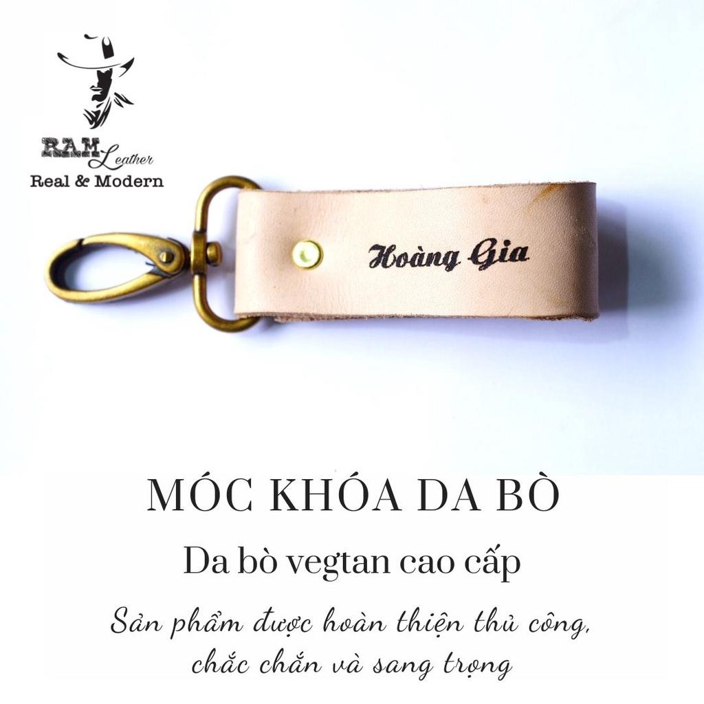 Móc khóa da bò vegtan khắc tên theo yêu cầu - RAM Leather