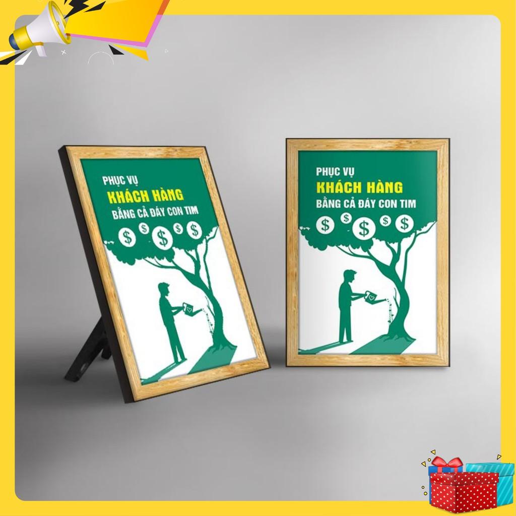 Tranh tạo động lực "Phục vụ khách hàng bằng cả đáy con tim" WB168