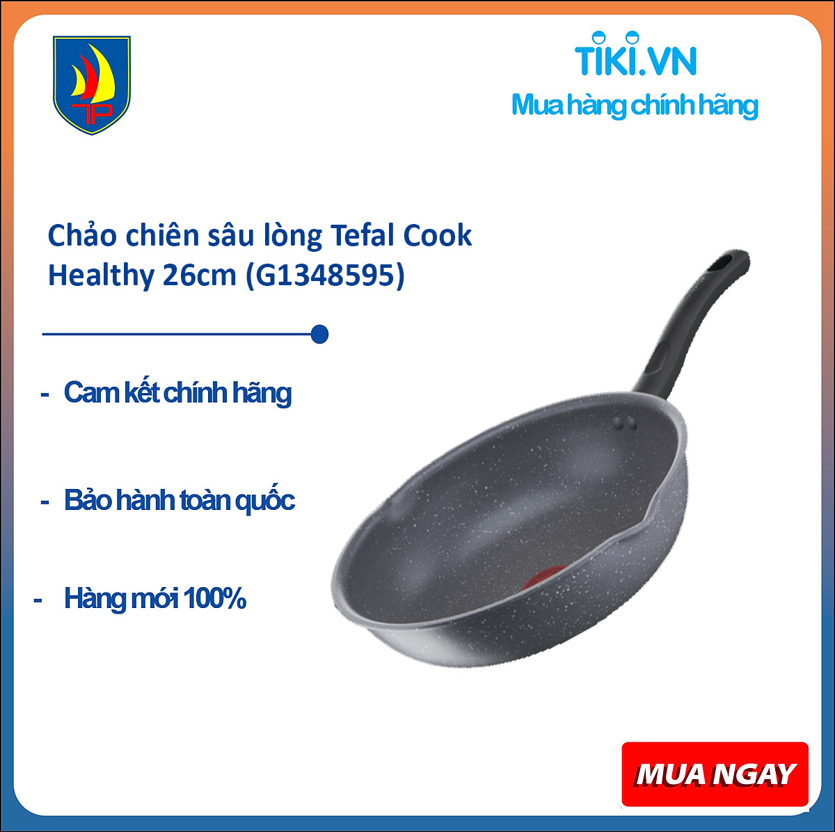 Chảo chiên sâu lòng Tefal Cook Healthy 26cm (G1348595) - Hàng chính hãng