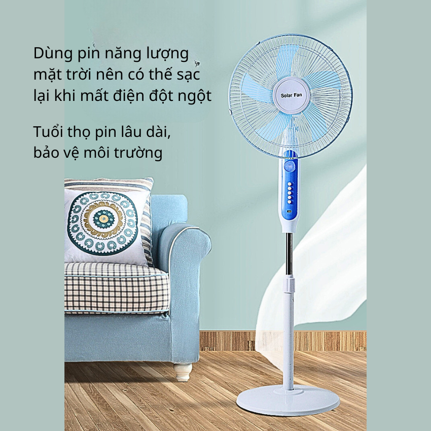 Quạt Tích Điện Năng Lượng Mặt Trời 16inch Pin Dùng Đến 11h tuổi thọ pin dài, Quạt Cây Năng Lượng Mặt Trời 2 chế độ sạc tiện lợi -CÓ ẢNH THẬT SẢN PHẨM