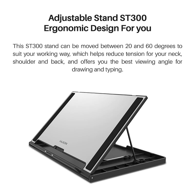 Chân đế rời Huion ST300 - HUION ST300 Adjustable Drawing Tablet Stand Portable Desk Stand, Suitable for Kamvas 12/13/16, Kamvas Pro 12/Pro 13/Pro 16 - Hàng Chính Hãng