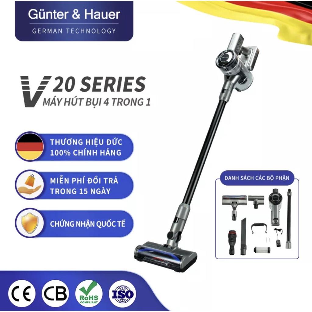 Günter &amp; Hauer Máy Hút Bụi Cầm Tay Máy Hút Bụi Không Dây Sạc Điện 4 Trong 1 Đầu Chổi Một Máy Đa Năng LED Hiển Thị V20 - Hàng chính hãng