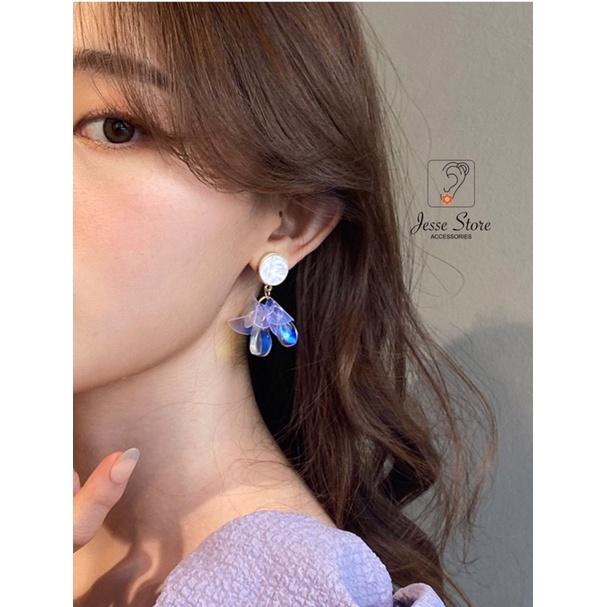 Bông tai bạc 925 7 màu jesse store J14 đá đổi màu