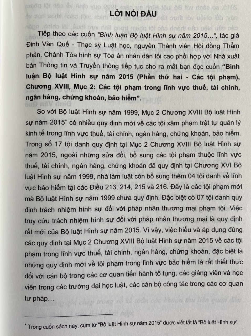 Bình Luận Bộ Luật Hình Sự Năm 2015 - Phần Thứ Hai Các Tội Phạm - Chương XVIII - Mục 2 Các Tội Phạm Trong Lĩnh Vực Thuế, Tài Chính, Ngân Hàng, Chứng Khoán, Bảo Hiểm