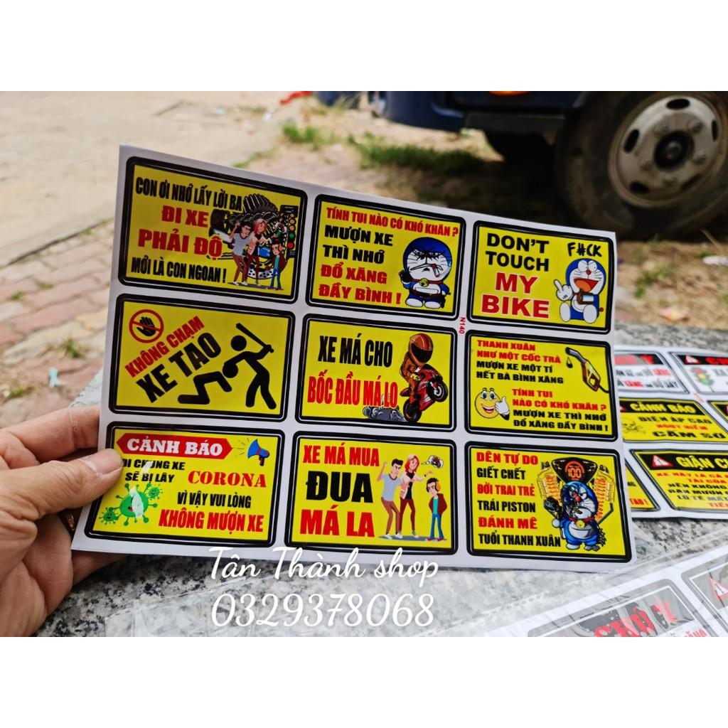 Tem cảnh báo / tem sticker dán xe máy, ô tô, mủ bảo hiểm...