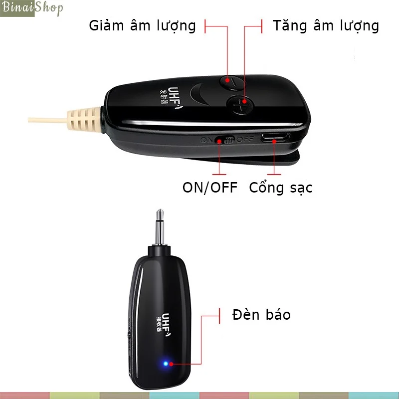 XXD-19 - Micro Hạt Gạo Không Dây 2.4G / UHF Cài Tai Dùng Cho Giảng Dạy, MC Sân Khấu