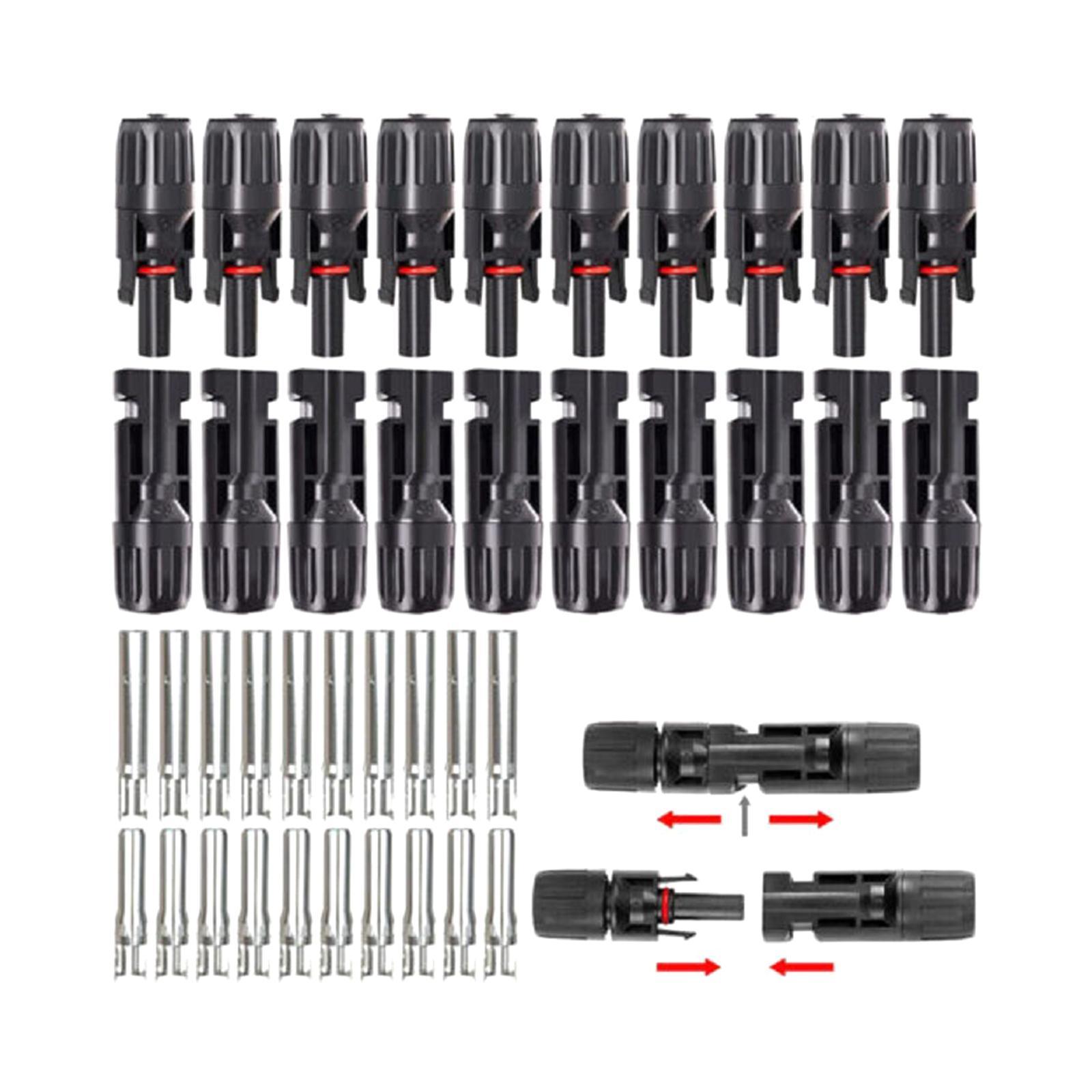 Solar Panel Cable Connectors 10 Pairs Male/Female Solar Panel Connectors