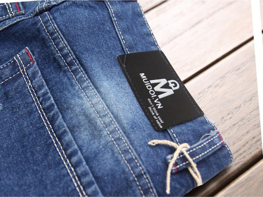 Quần short jean nam xanh cào xước Q37