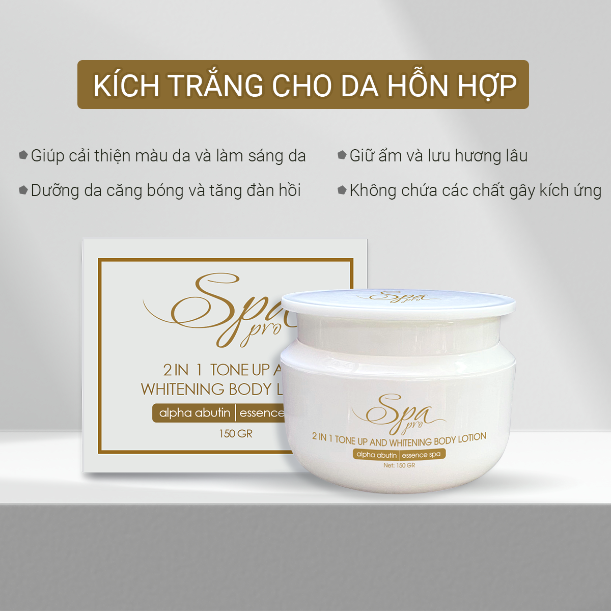 Dưỡng Thể Trắng Da Nâng Tông Body Dành Cho Da Hỗn Hợp SPA PRO (150g)