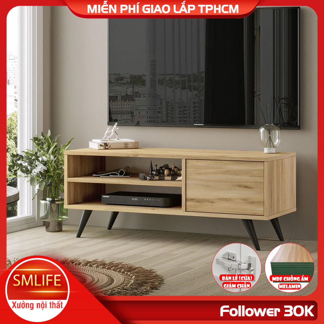 Kệ tivi gỗ hiện đại SMLIFE Telos  | Gỗ MDF dày 17mm chống ẩm | D120xR30xC50cm