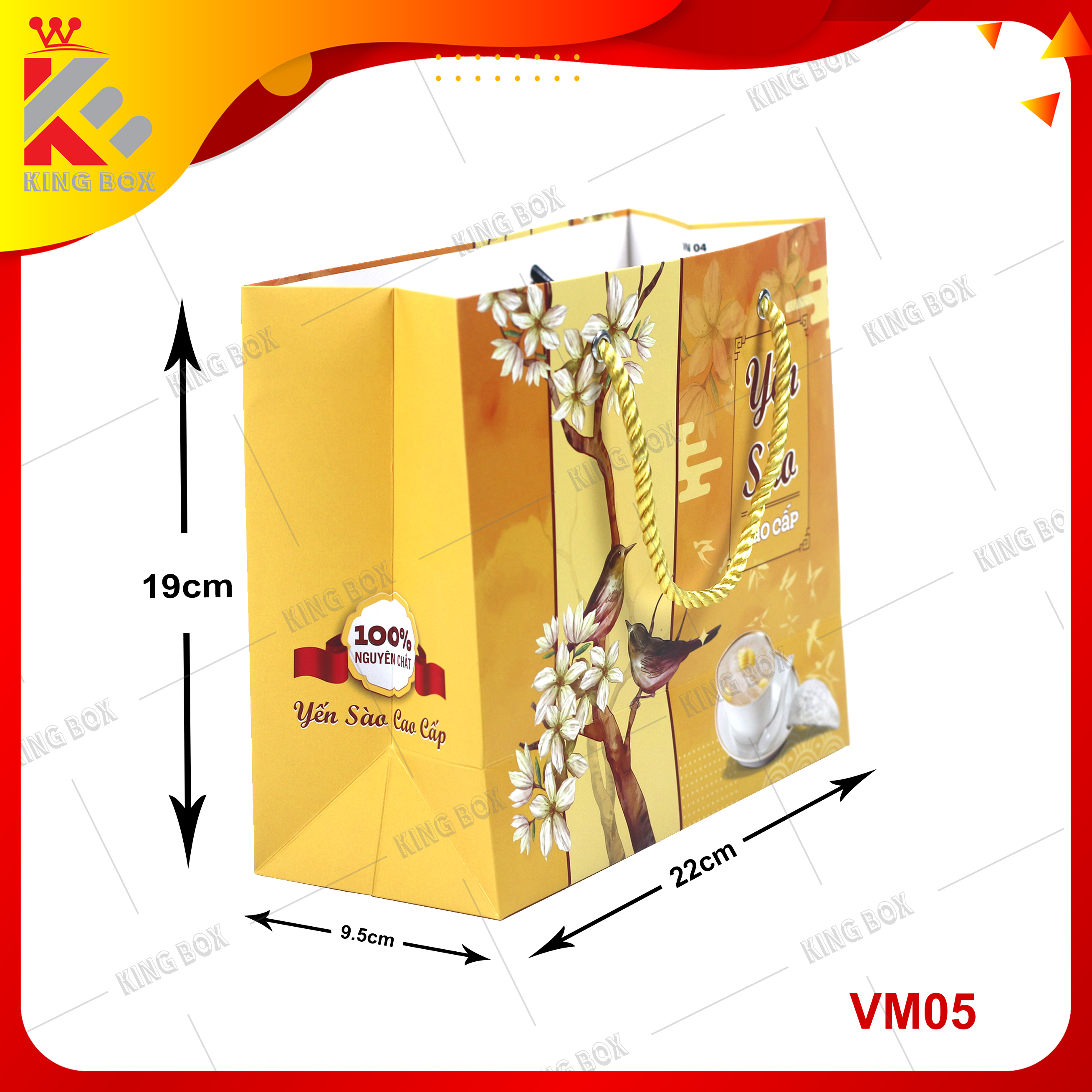 Túi giấy đựng yến sào thượng hạng 50g Kingbox