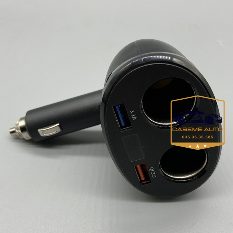 Bộ Chia Tẩu Sạc Ô Tô Không Dây - Chia 2 Nguồn Tẩu 1 Cổng Sạc 3.1A Và 1 Cổng Sạc Nhanh QC 3.0 - Hàng Nhập Khẩu