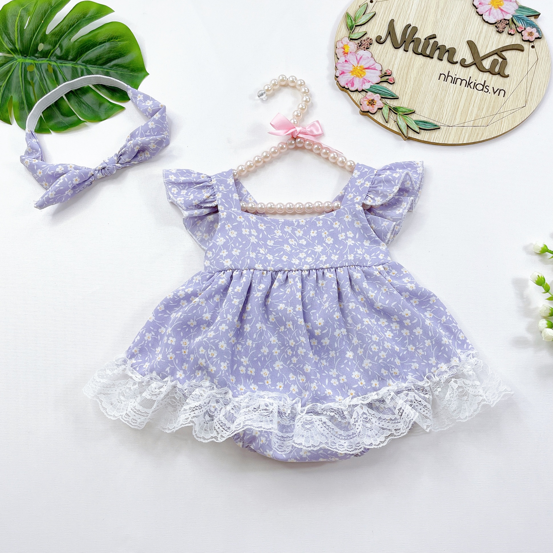 Bodysuit Bé Gái Voan Lụa Tím Phối Ren 4-12kg, Body Bé Gái Xinh Xắn Sơ Sinh, 6tháng, 1tuổi ,2tuổi