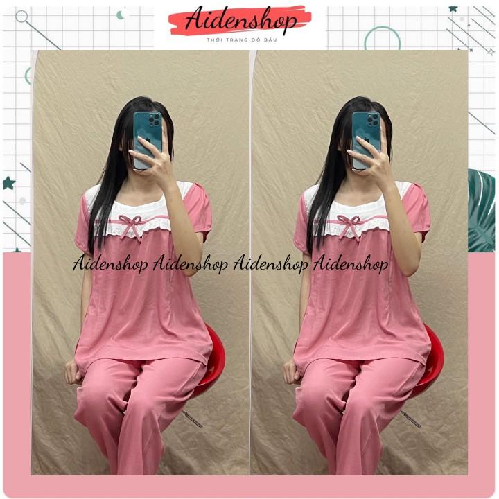 Đồ bộ sau sinh mùa hè chất đũi mát mùa hè 2021 áo cộc quần dài