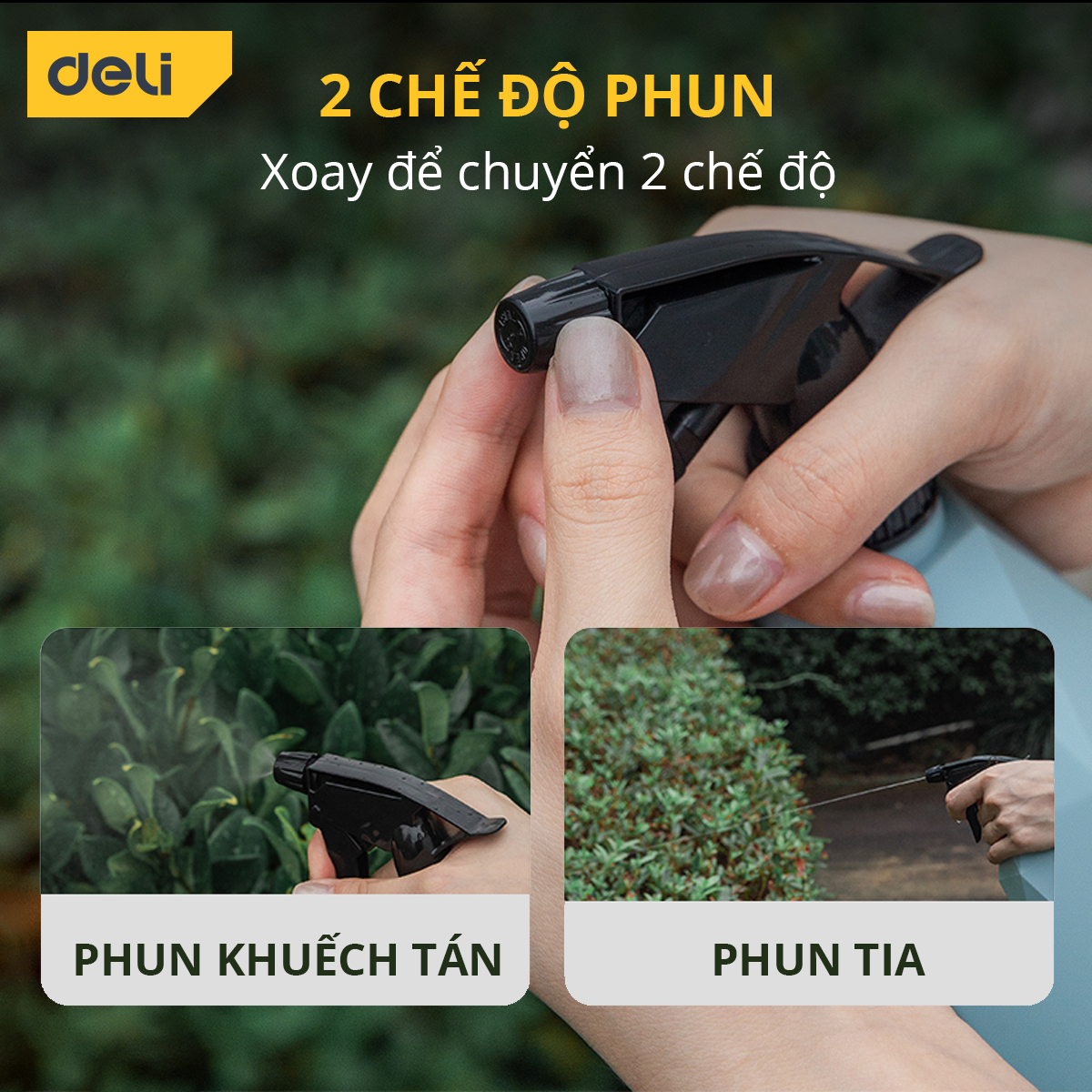 Bình Xịt Tưới Cây Deli - Dung Tích 600ml - 2 Chế Độ Xịt Hiệu Quả - Chất Liệu Tiêu Chuẩn Quốc Tế - Màu Xanh Tinh Tế