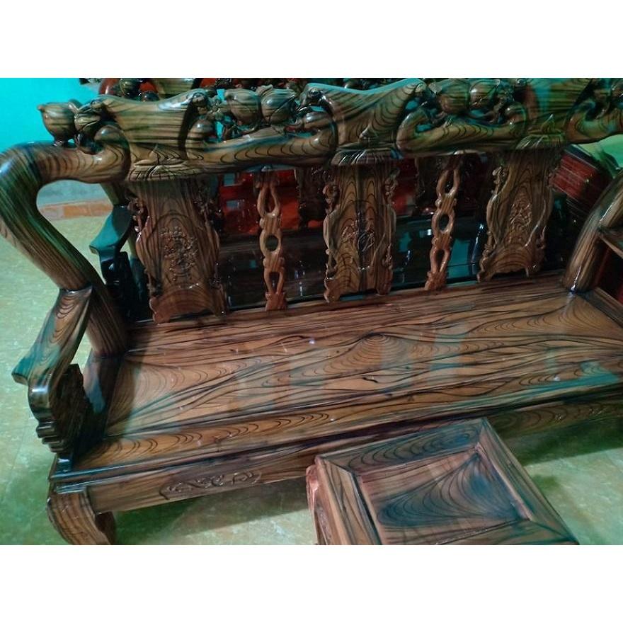 bộ bàn ghế phòng khách minh quốc đào gỗ tràm tay 10 phun vân