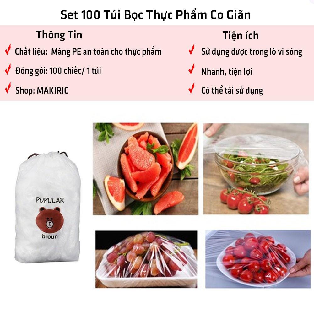 SALE Màng bọc thực phẩm co giãn siêu dai có chun hình túi gấu set 100 chiếc