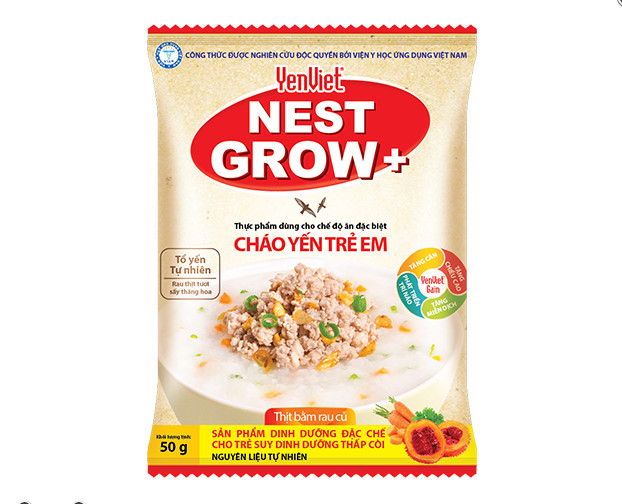 Cháo yến trẻ em YenViet Nest Grow vị Thịt bằm rau củ - Thùng 30 gói x 50 gram