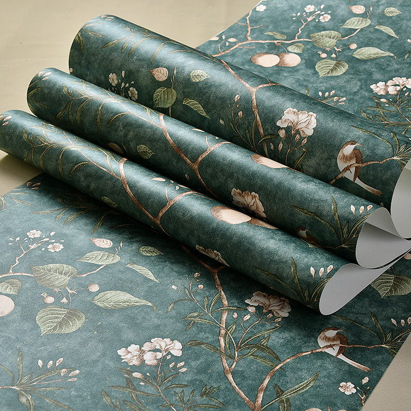 Combo 10 mét giấy dán tường, decal dán tường trang trí nhà cửa CHIM VÀ CÀNH HOA CỔ ĐIỂN khổ 45cm