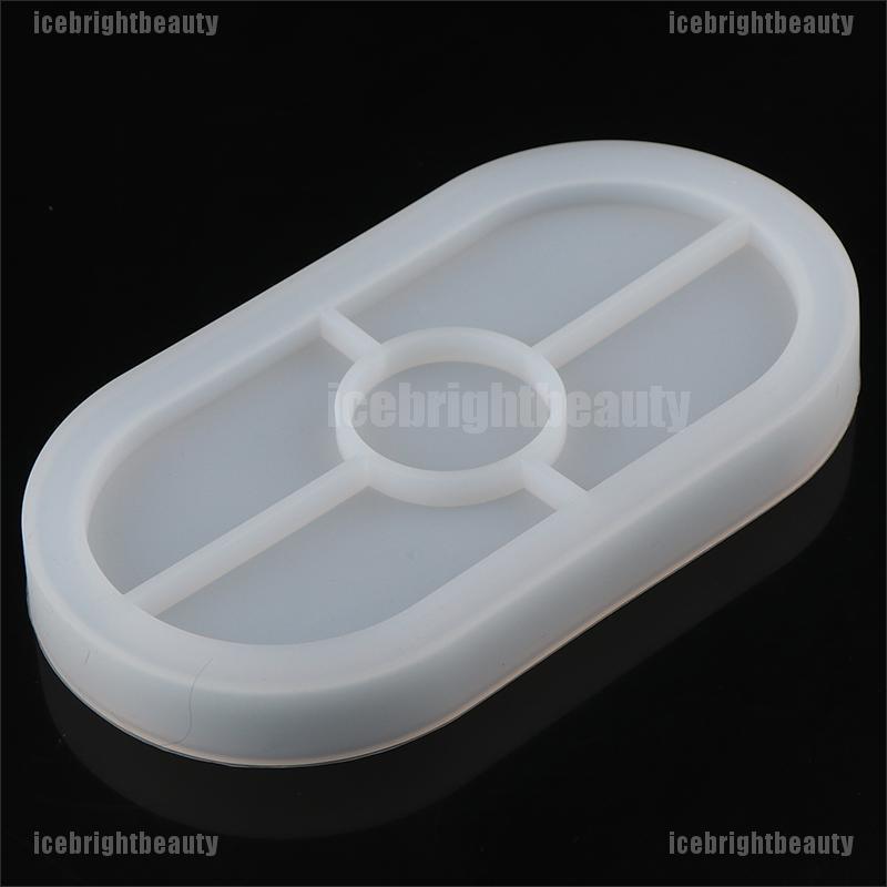 ICEB Concrete Oval Mold Ashtray Coaster Square Flexible Silicone Tray Mold Epoxy