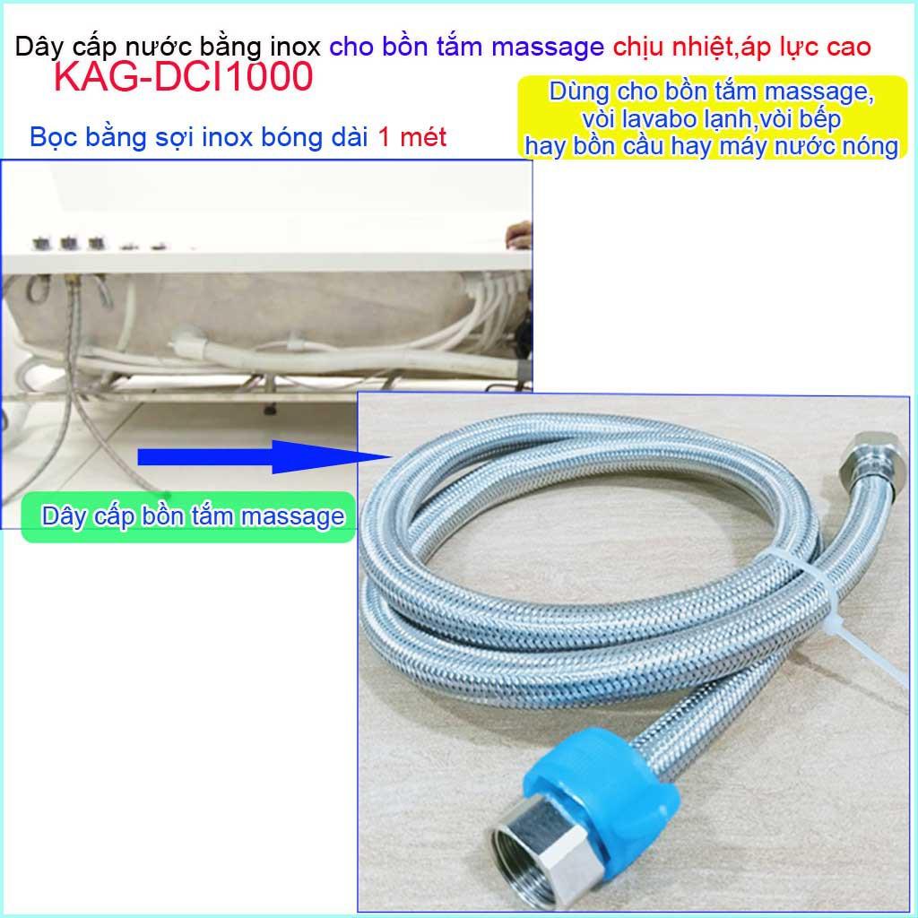 Dây cấp nước Inox chịu nhiệt KAG-DCI1000 , dây cấp nước dài 100cm chịu áp chịu nhiệt tốt dây dẫn nước bình nóng