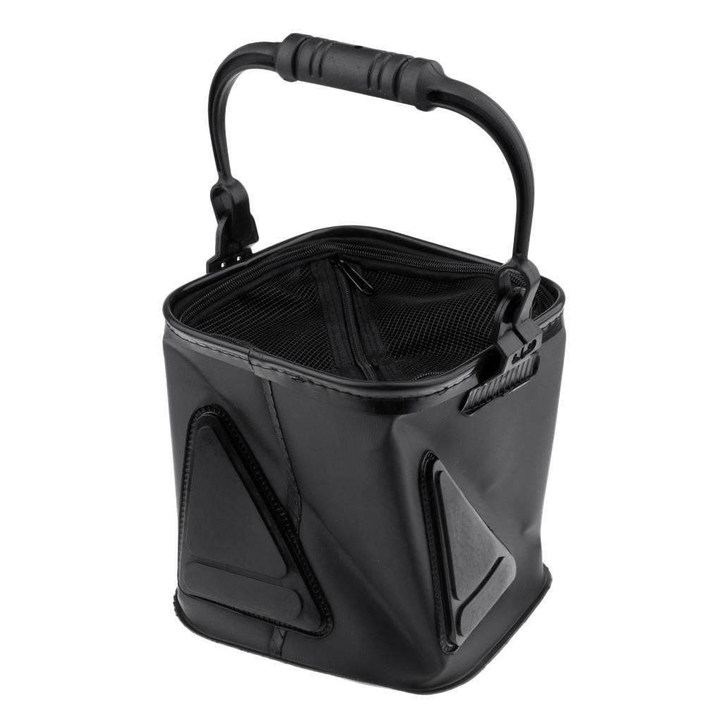 Collapsible Folding Fishing Bucket Outdoor Camping Panic Water Bucket Black