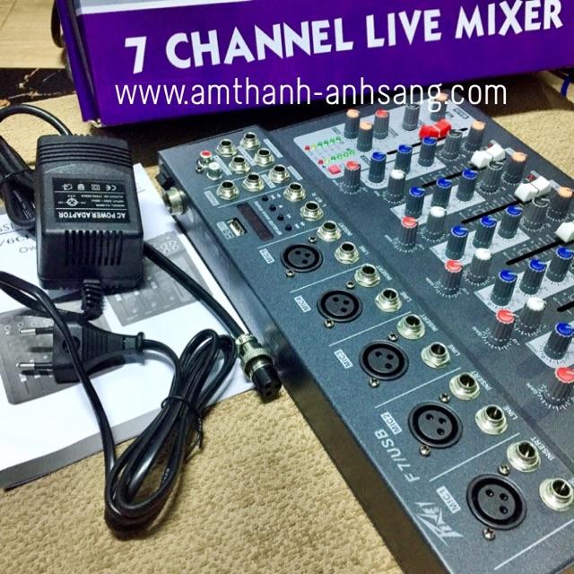 Mixer f7 USB, mixer karaoke mini, mixer 7 line có USB