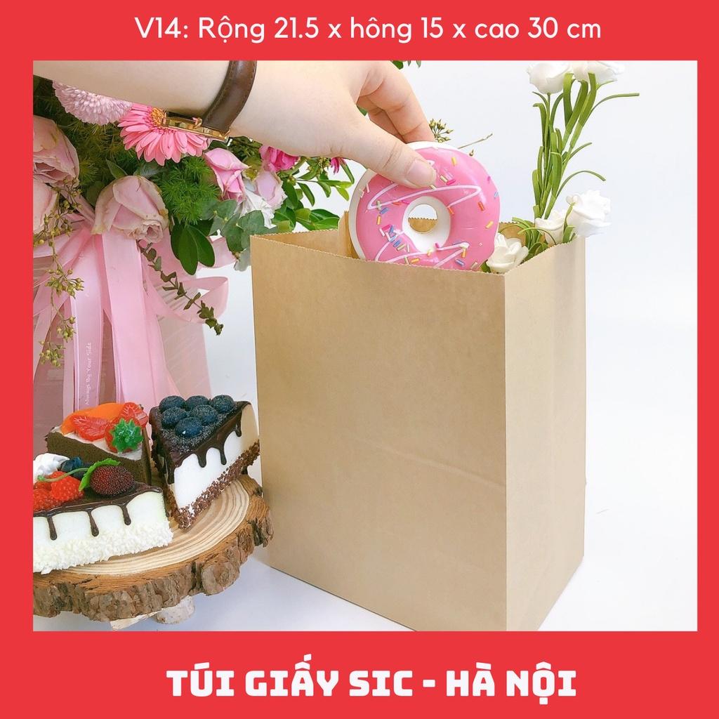 10 CHIẾC TÚI GIẤY KRAFT V14: 21.5x15x30 cm KHÔNG QUAI