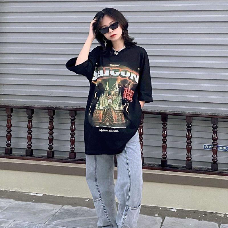 Áo thun unisex tay lỡ Hades Saigon Spirit Black đầy đủ tag cổ tag tay- Hany shop