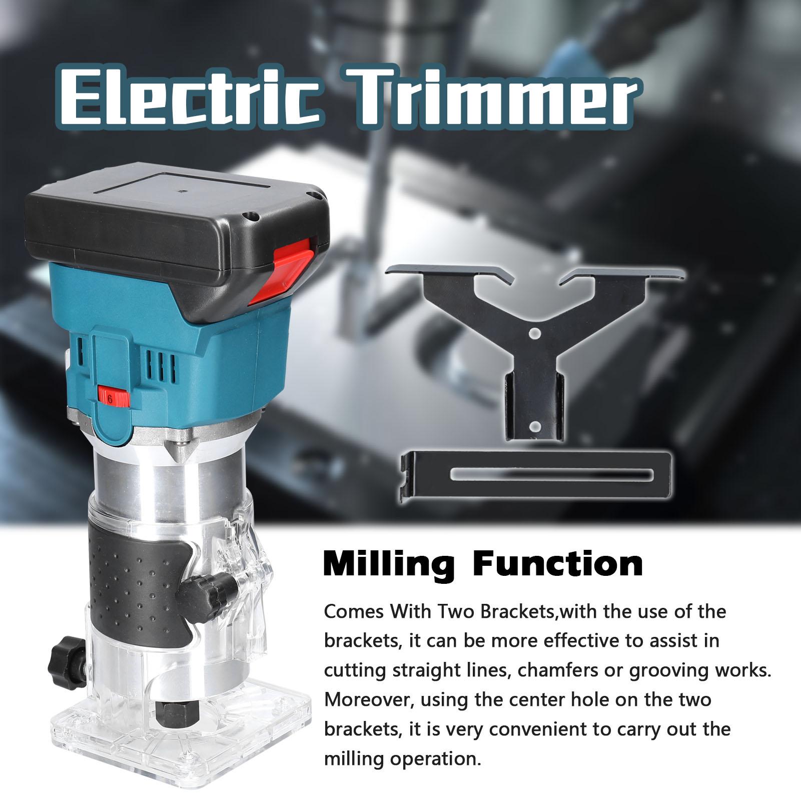 21V Tông Đơ Điện Không Dây 6 Bánh Răng Tốc Độ Có Thể Điều Chỉnh Xay Gỗ Cắt Tỉa Khắc Khe Gỗ Router Dụng Cụ Điện