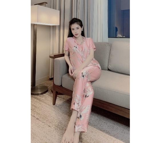 Bộ Lụa Satin Tay Cộc Quần Dài Siêu Hot