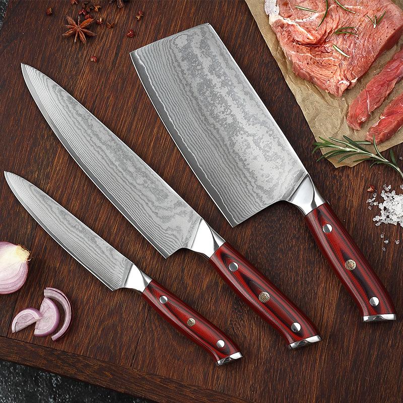 DAO - BỘ 3 DAO BẾP NHẬT BẢN THÉP DAMASCUS MÃ A11 DT2 nt topcomshop vn