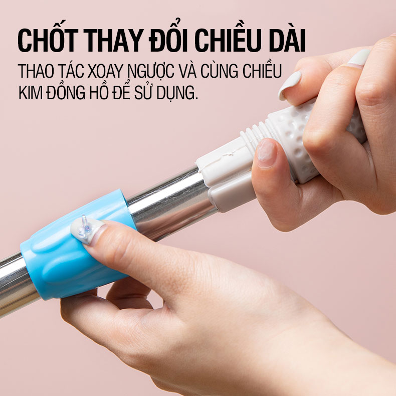 Cây gạt nước sàn nhà Kitimop-G35 có lưỡi silicon gạt nước siêu sạch, cán thép chống gỉ tăng giảm chiều dài từ 85-135cm