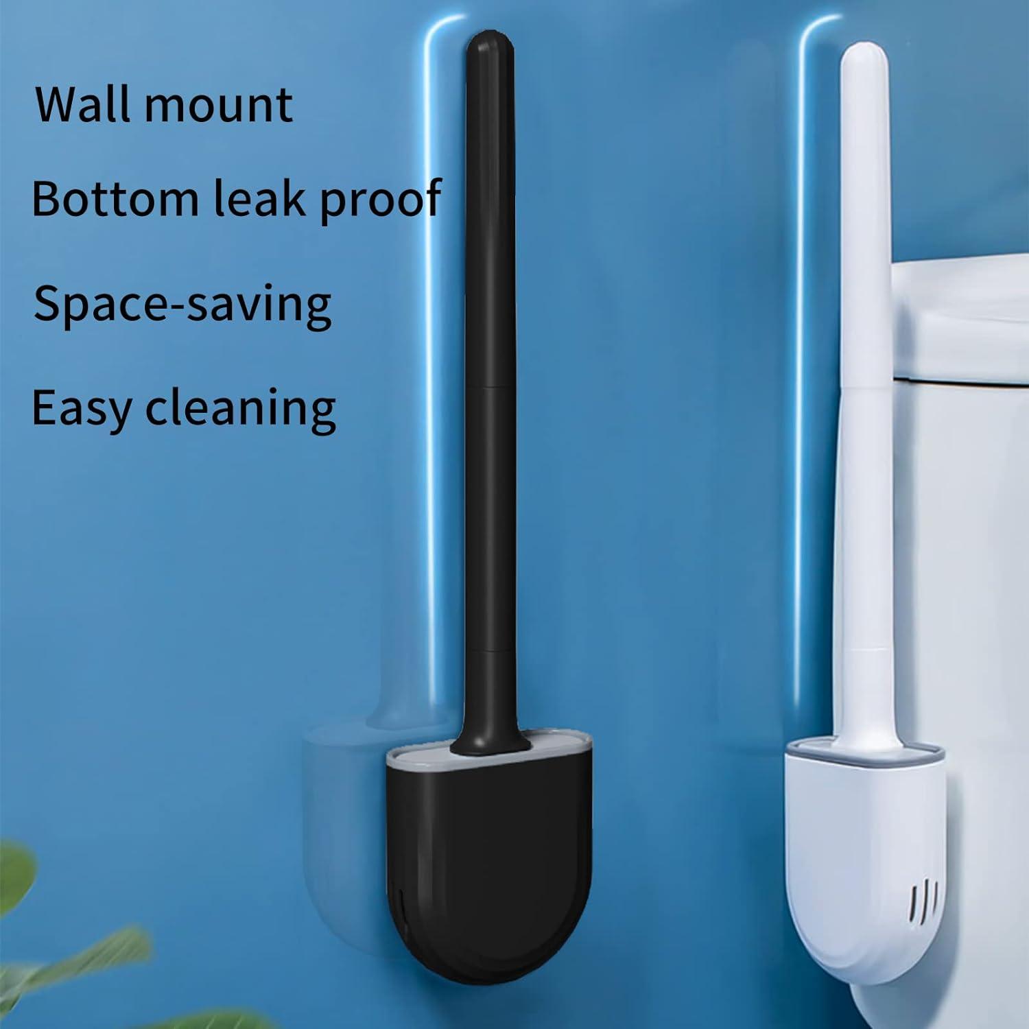 Bàn chải nhà vệ sinh silicon phẳng, bàn chải WC WC, phòng tắm bằng tay dài với bàn chải phòng tắm khô nhanh, bàn chải nhà vệ sinh và hỗ trợ chống rơi