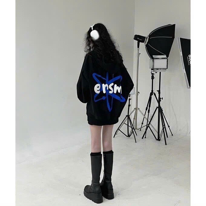 Áo Khoác Hoodie Nỉ Có Mũ In Chữ ERSM Form Rộng Unisex Nam Nữ Ulzzang, áo hoodie cặp đôi chống nắng thu đông chống nắng