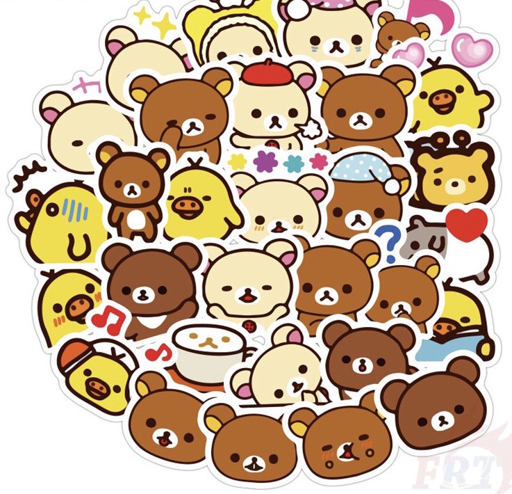 Set 60 sticker Rilakkuma hình dán có ép lụa - Giao mẫu ngẫu nhiên