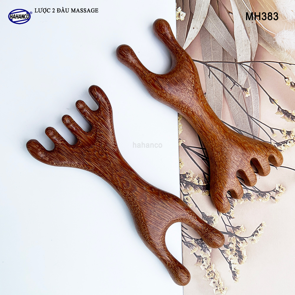 Lược Châm Cứu Hươu Bằng Gỗ Gõ Đỏ HAHANCO Giúp Lưu Thông Máu Mát Xa Toàn Thân - MH383
