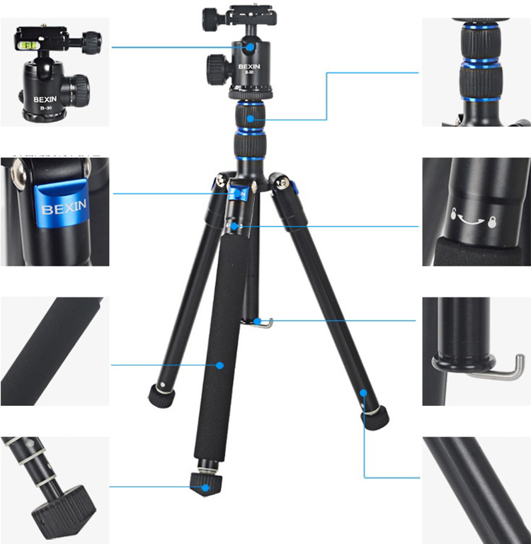 Chân Máy Ảnh Tripod Du Lịch Bexin Ms10 - Ball Head Panorama V30 - Hàng Nhập Khẩu