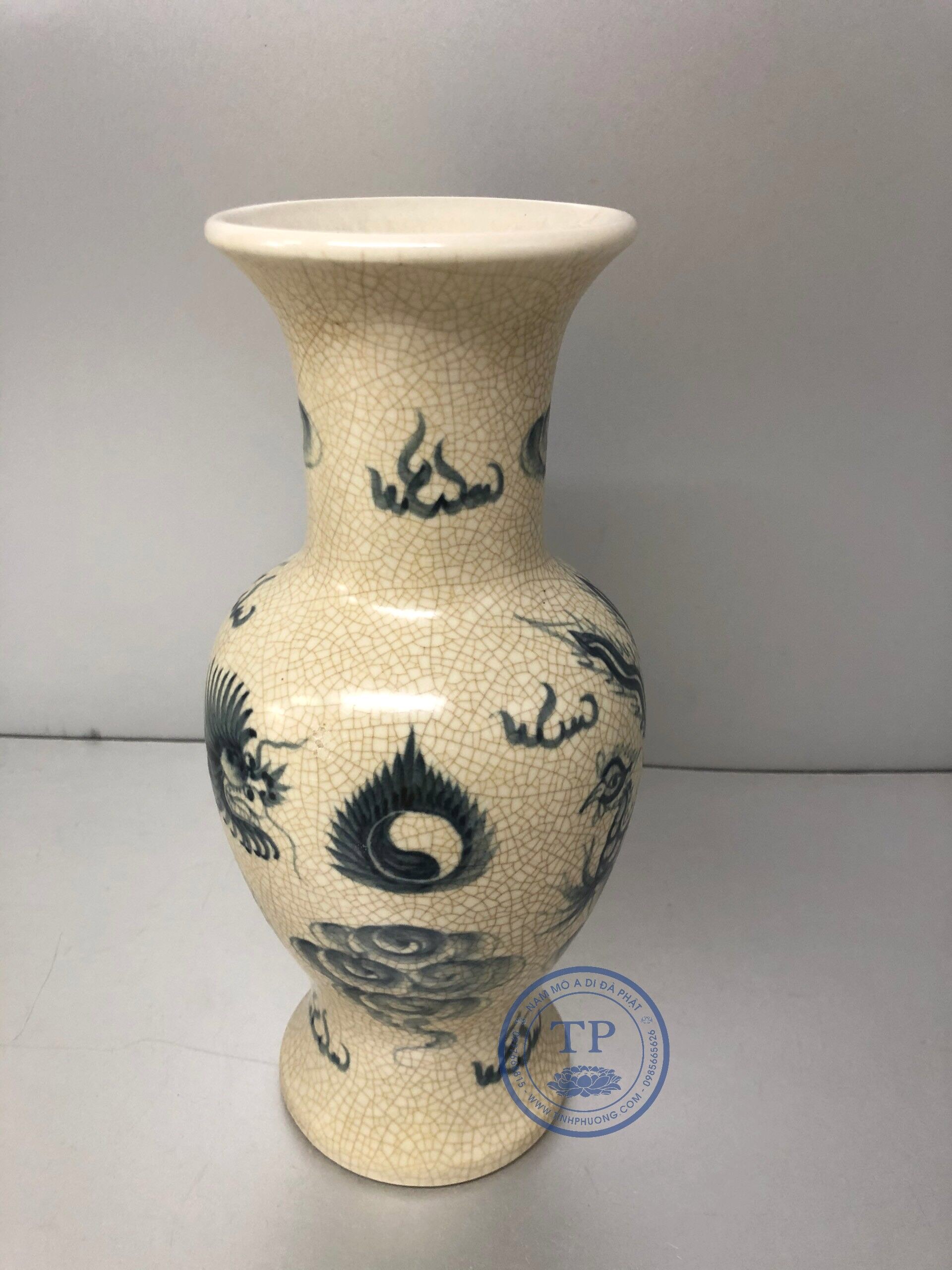 Lọ hoa men rạn vẽ tinh xảo KH12147