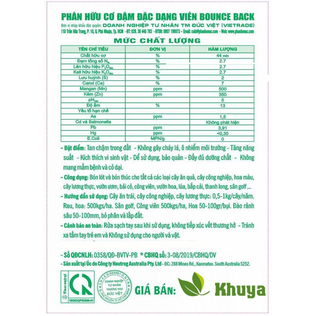 Phân bón hữu cơ BB BOUNCE BACK 1kg dạng Viên của Úc