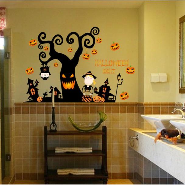 Decal trang trí tường - Cây Ma Kinh Dị Halloween