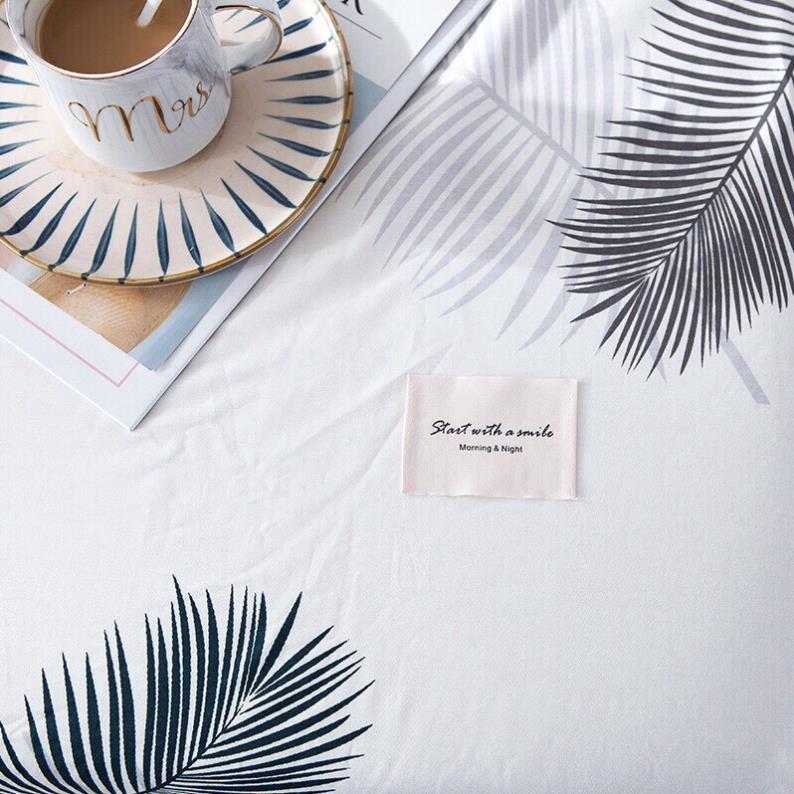 Bộ ga gối cotton living - mẫu Lá Cọ Trắng