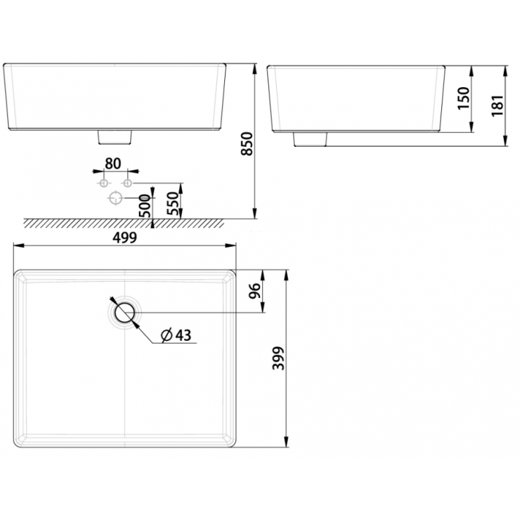 Chậu Lavabo American Square WP-F611 Đặt Bàn