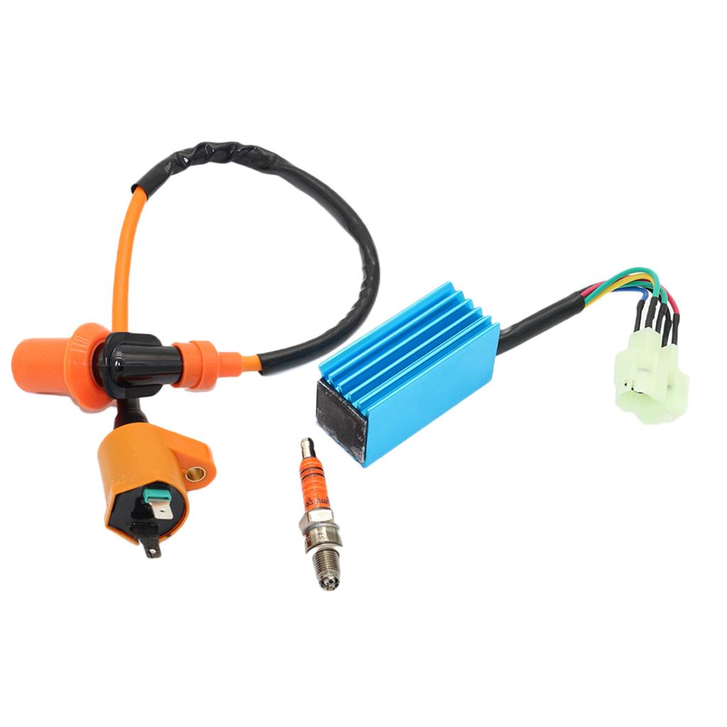 Racing Ignition Coil+3 Spark Plug+6 pins CDI for GY6 50cc 125cc 150cc ATV