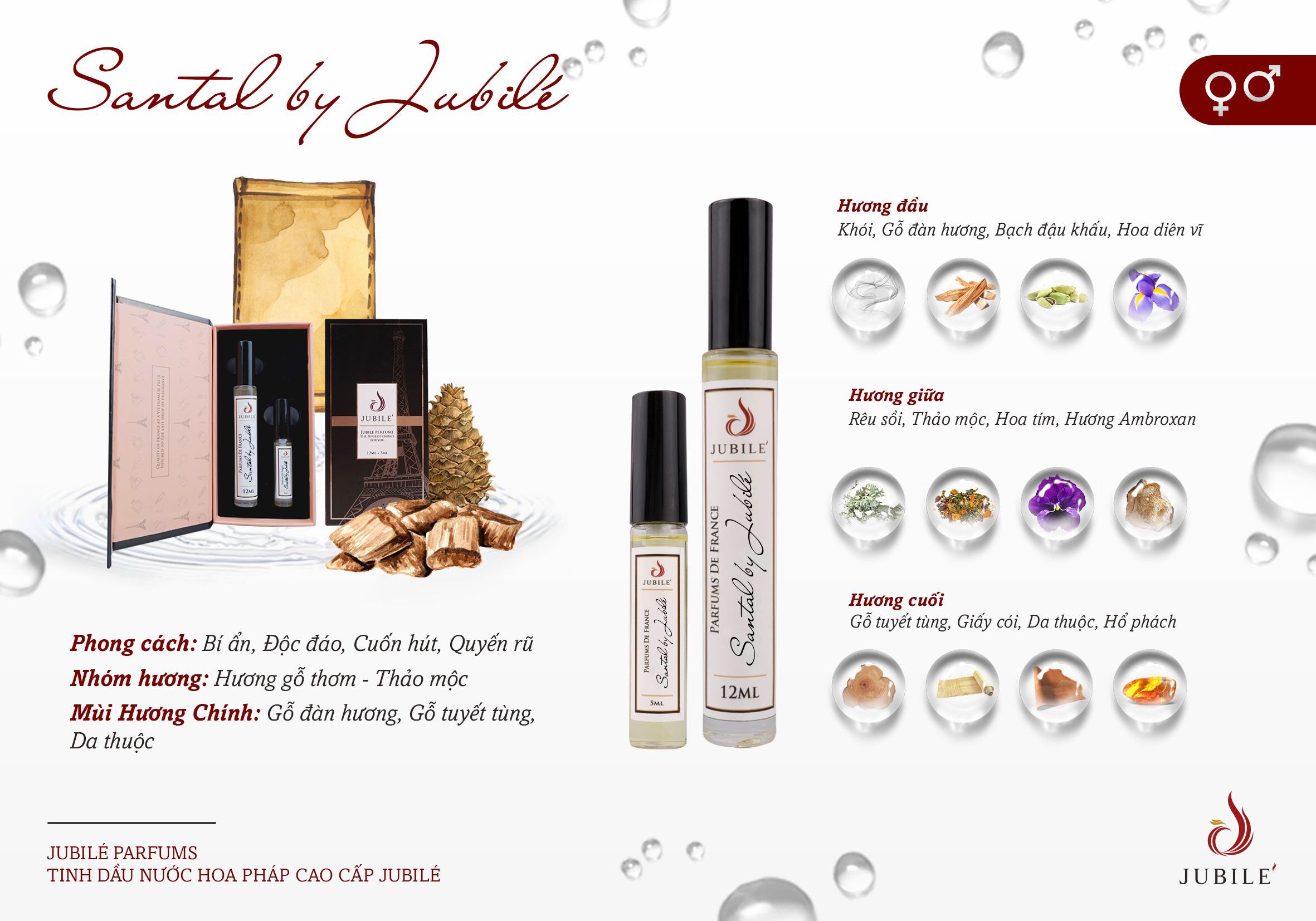 Santal by Jubilé - Tinh dầu nước hoa Pháp nữ Dạng lăn 12ml Thơm Lâu, Sang Trọng, Quyến Rũ