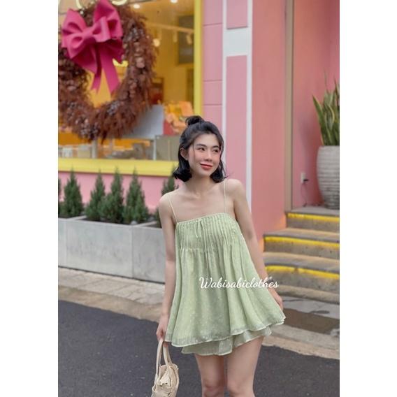 Set áo hai dây ren nơ Wabisabi N0603