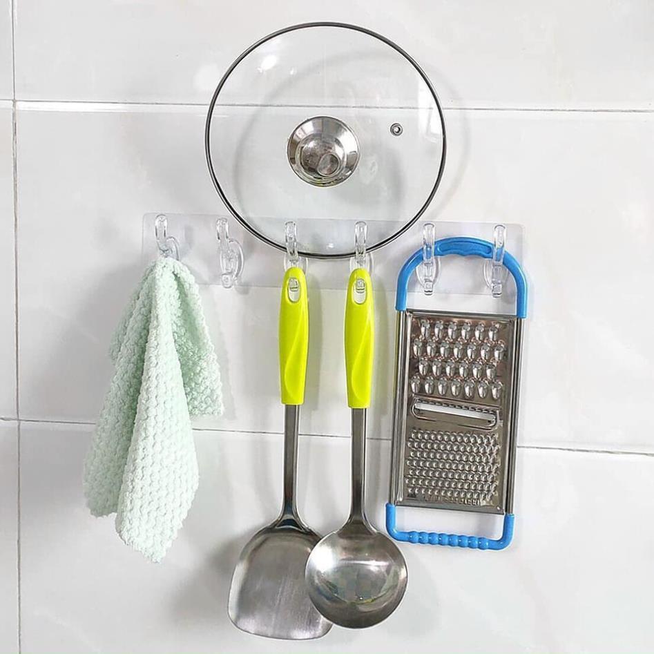Thanh Móc Treo Đồ 6 Móc Siêu Dính Dán Tường Nhà Tắm,Nhà Bếp,Tủ Quần Áo - Vận Chuyển Miễn Phí Toàn Quốc