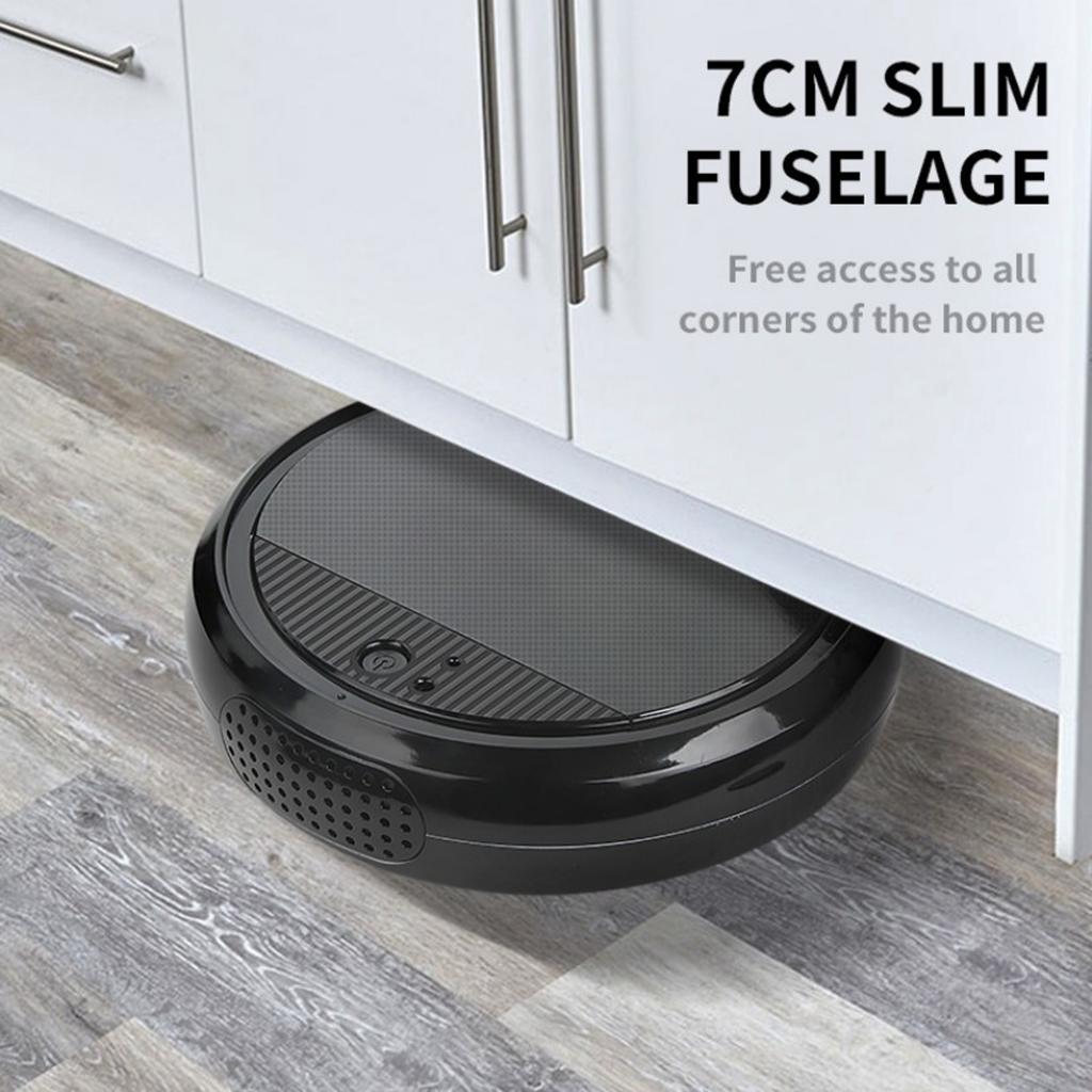 3.7V Smart Robot Vacuum Cleaner Sweeping Robot Machine for Pet Hair Black