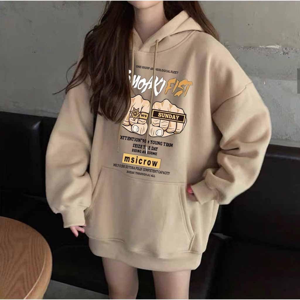 Áo Hoodie Nỉ bông TAY ĐẤM màu Xám/Xanh/Kem/Đen UNISEX/Nam nữ unisex/ HOODIE TRƠN